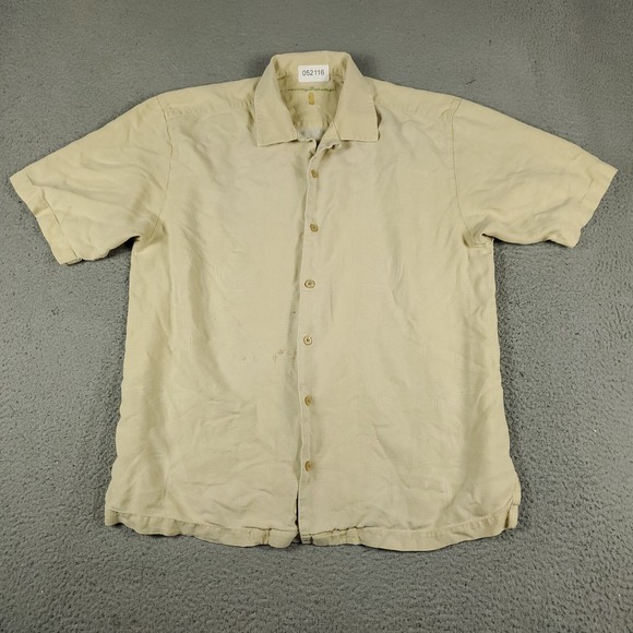 Tommy Bahama Other - Tommy Bahama Shirt Mens Medium Yellow Hawaiian Button Up Short Sleeve *